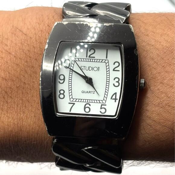 Black Studio Time Cuff Watch - Picture 2 of 4